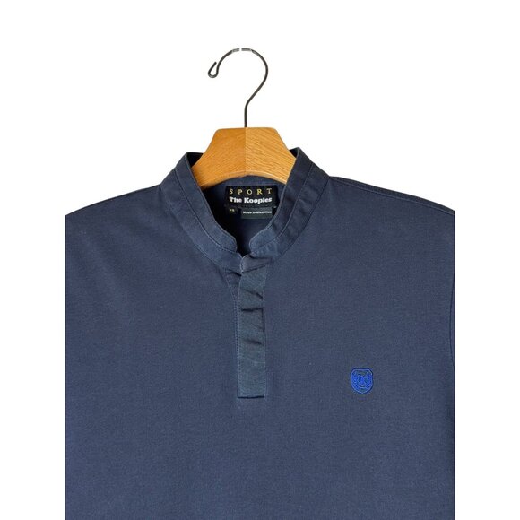 The Kooples Shirt Men XS Blue Cotton‎ Pique Logo Fitted Officer Collar Polo - Picture 3 of 12